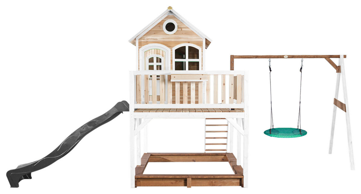 SPIELTURM 613/291/277 cm  - Braun/Weiß, KONVENTIONELL, Holz (613/291/277cm) - Ambia Garden