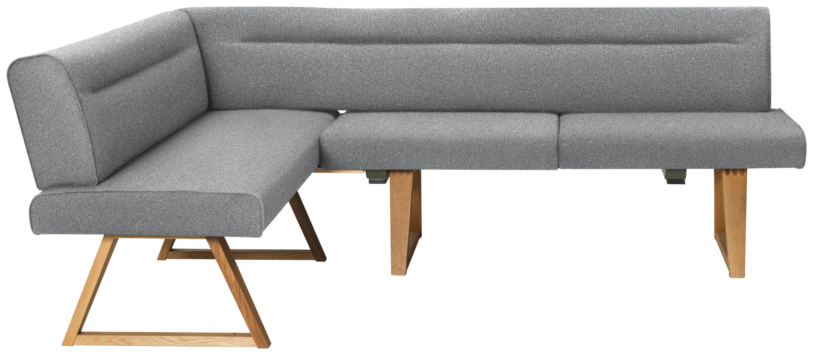 ECKBANK 170/230 cm Samt Eichefarben, Hellgrau Wildeiche massiv - Eichefarben/Hellgrau, KONVENTIONELL, Holz/Textil (170/230cm) - Moderano