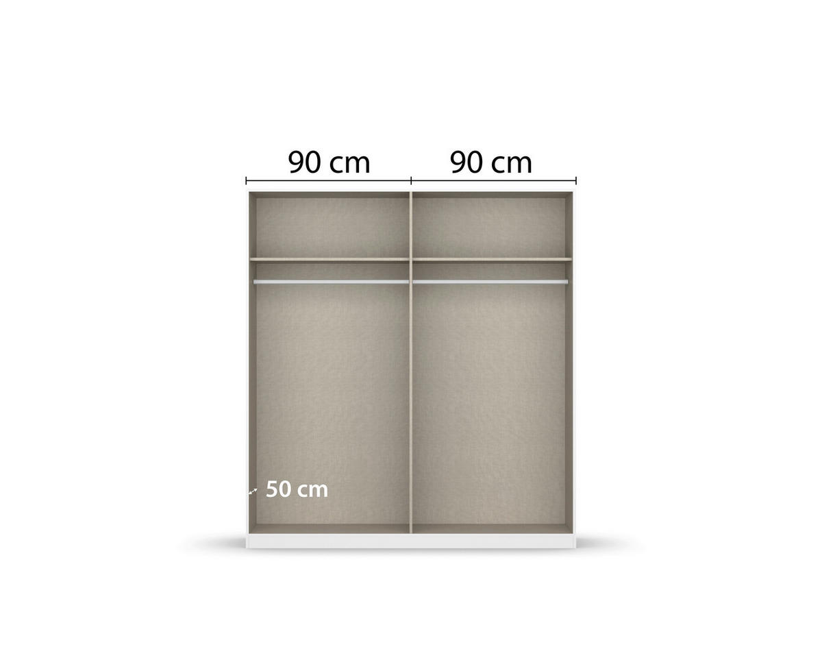 DREHTÜRENSCHRANK 181/197/54 cm,  in Weiß, 4-türig  - Alufarben/Weiß, KONVENTIONELL, Holzwerkstoff/Kunststoff (181/197/54cm) - home24