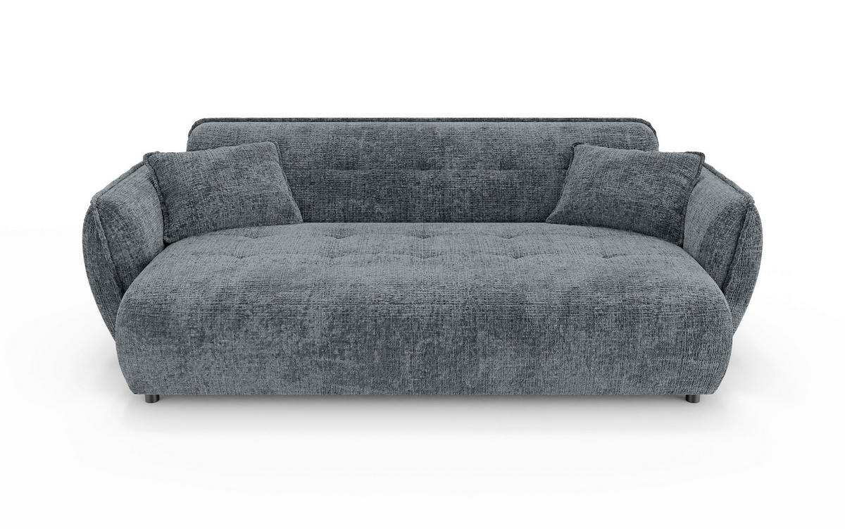 VIERSITZER-SOFA Nelia Chenille Dunkelgrau  - Dunkelgrau/Schwarz, Design, Kunststoff/Textil (250/81/114cm) - P & B