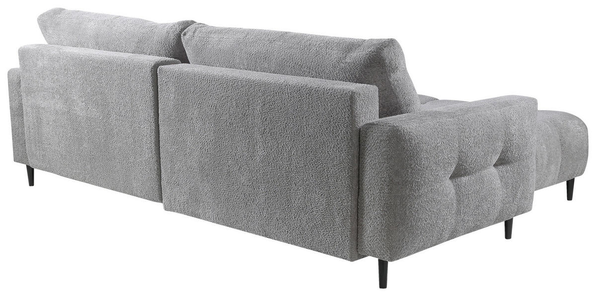 ECKSOFA in Chenille Hellgrau  - Hellgrau/Schwarz, Konventionell, Holz/Textil (180/266cm) - MID.YOU