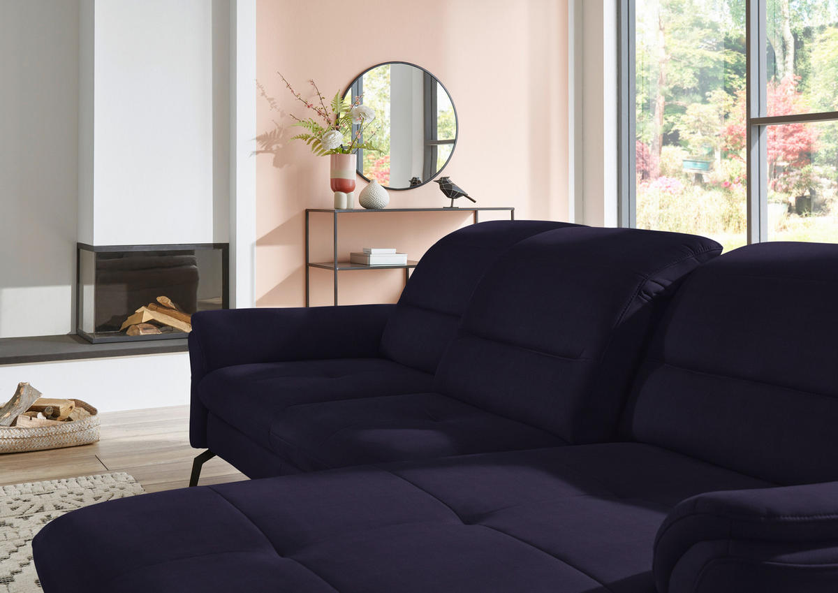 ECKSOFA in Flachgewebe Schwarz  - Schwarz, Konventionell, Textil/Metall (260/181cm) - Beldomo Speed