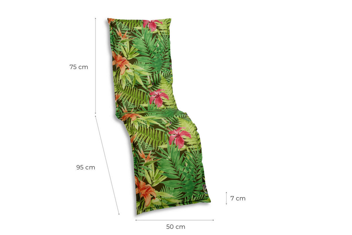 RELAXSESSELAUFLAGE Floral  - Dunkelgrün/Hellgrün, Design, Textil (50/8/170cm)