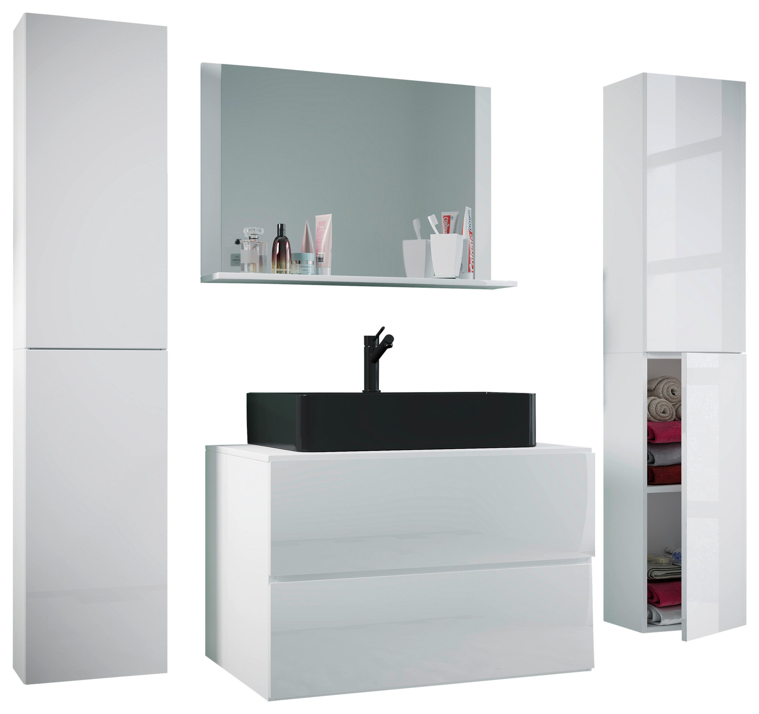 BADEZIMMER 5-teilig  in 147 cm  - Schwarz/Weiß, MODERN, Glas/Keramik (147cm) - MID.YOU