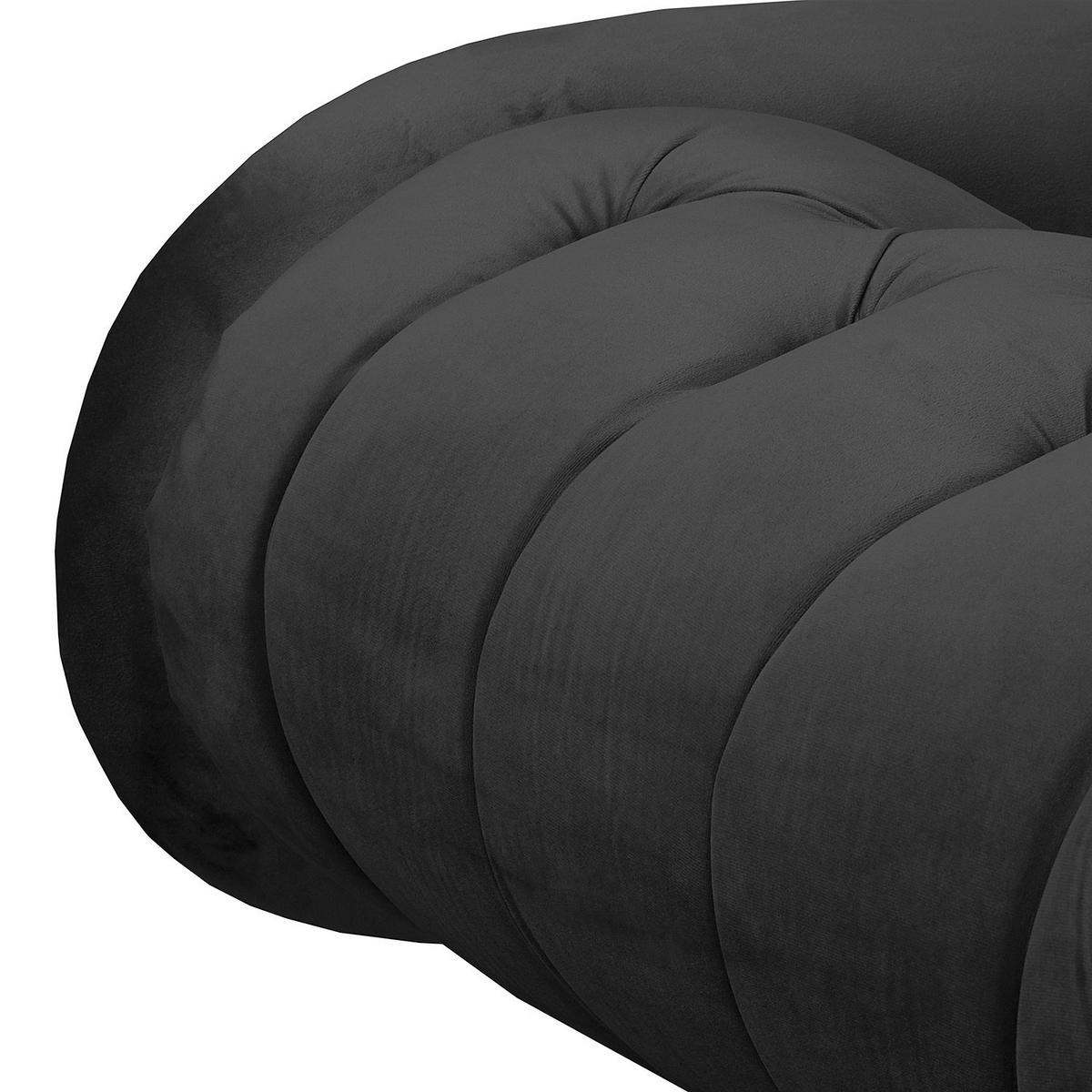 RÉCAMIERE Samt Schwarz  - Schwarz/Braun, Design, Holz/Textil (185/93/75cm) - Livetastic