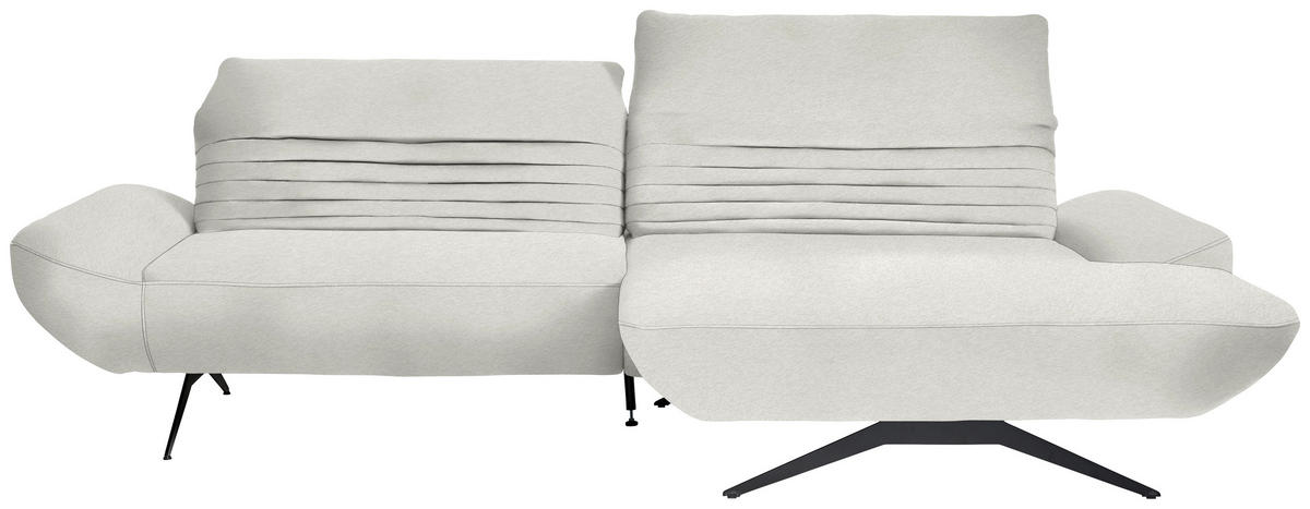 ECKSOFA  in Teddystoff Weiß  280/170-195 cm  - Schwarz/Weiß, Design, Textil/Metall (280/170-195cm) - Dieter Knoll