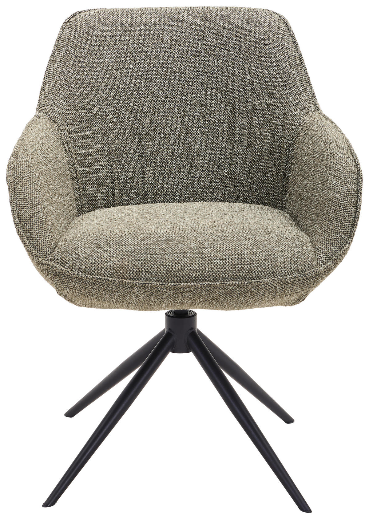 ARMLEHNSTUHL  Sitzfläche 360° drehbar, automatische Rückholfunktion Leinenoptik  - Schwarz/Grün, Design, Textil/Metall (64/84/61cm) - Novel
