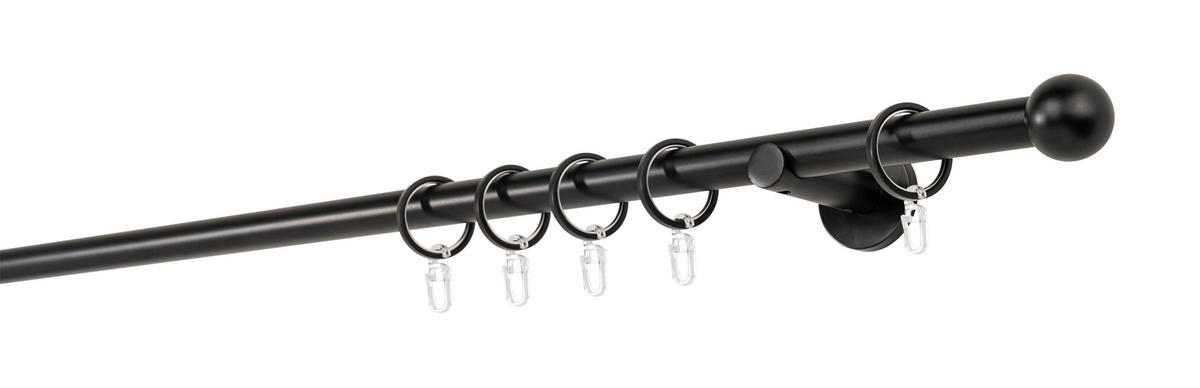 VORHANGSTANGENSET 390 cm  - Schwarz, Basics, Metall (390cm)