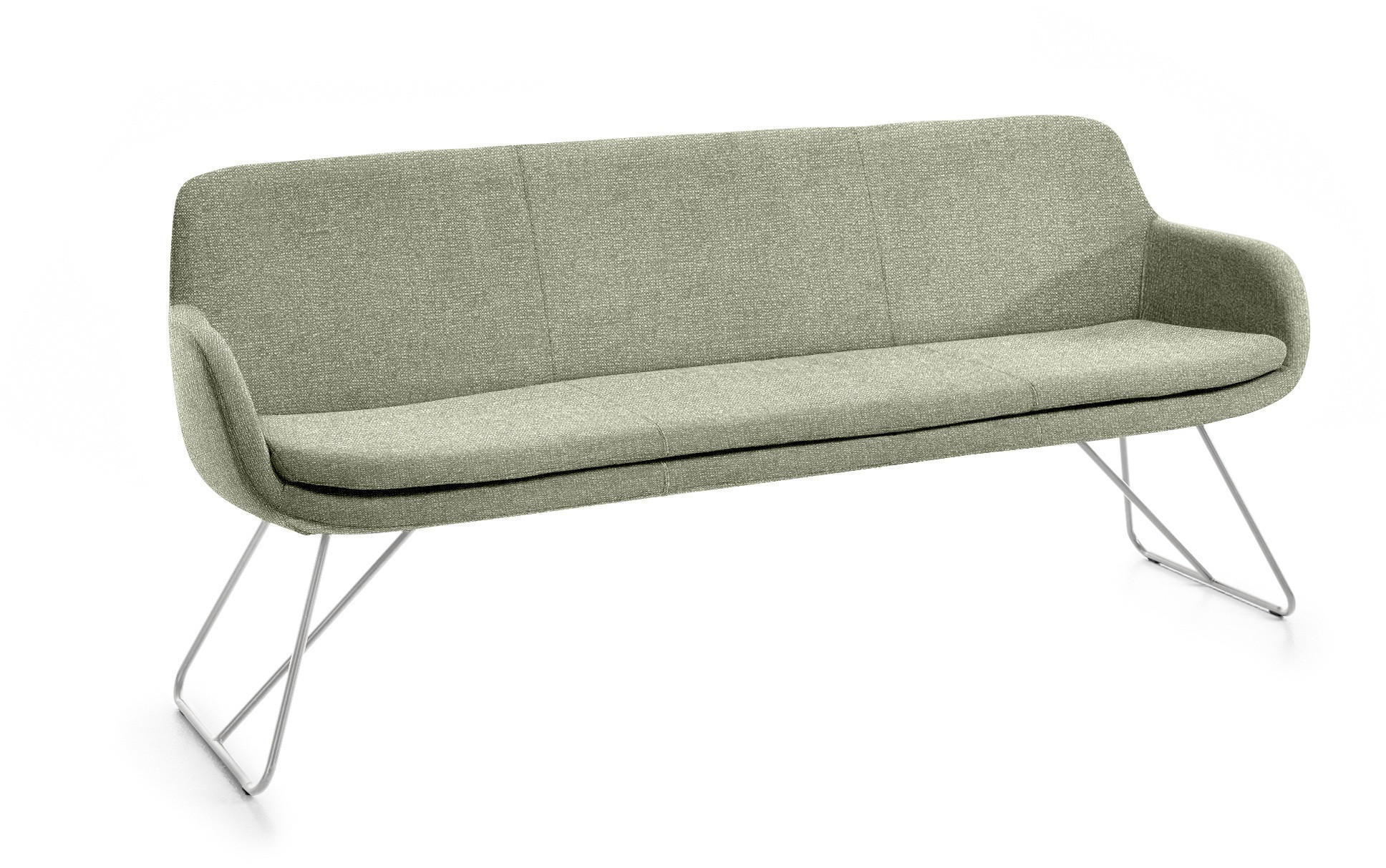 SITZBANK 180/87/65 cm Webstoff Olivgrün Metall - Edelstahlfarben/Olivgrün, Design, Textil/Metall (180/87/65cm) - Musterring