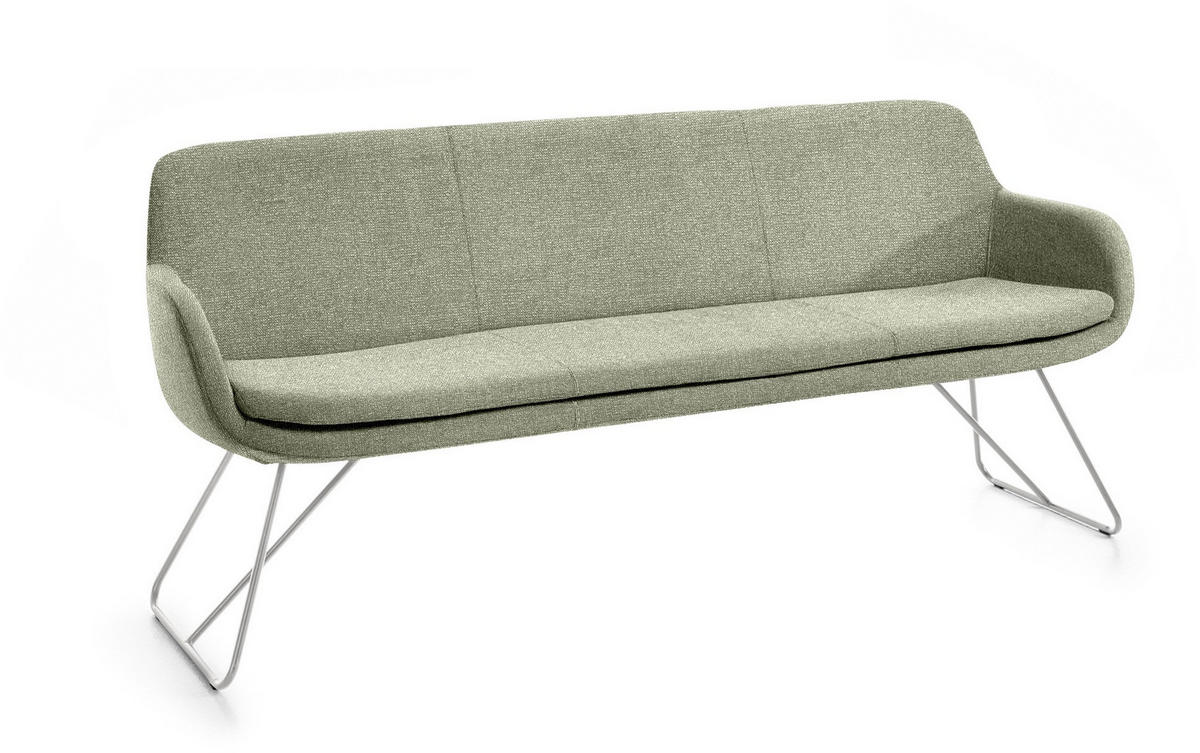 SITZBANK 180/87/65 cm Webstoff Olivgrün Metall  - Edelstahlfarben/Olivgrün, Design, Textil/Metall (180/87/65cm) - Musterring