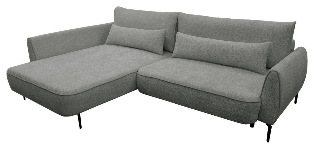 ECKSOFA in Bouclé Grau  - Creme/Schwarz, Design, Textil/Metall (204/273cm) - MID.YOU