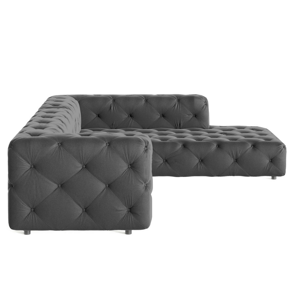 ECKSOFA Fresco in Samt Schwarz  325/228 cm  - Schwarz, Design, Kunststoff/Textil (325/228cm) - P & B