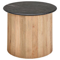 COUCHTISCH Mangoholz vollmassiv 60/60/45 cm rund Naturfarben, Schwarz  - Schwarz/Naturfarben, Design, Holz/Stein (60/60/45cm) - Livetastic