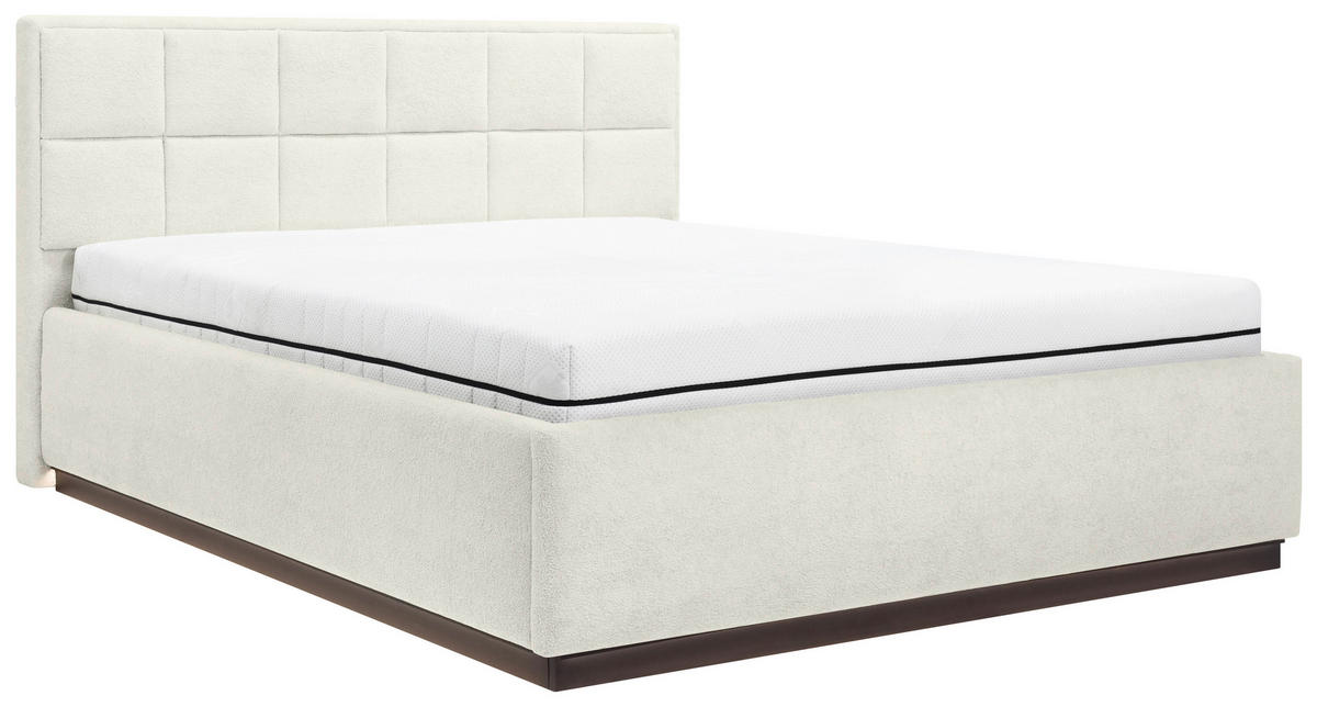POLSTERBETT 180/200 cm,  in Beige, gepolstertes Kopfteil, Beleuchtung, Lattenrost, Bettkasten,  - Birkefarben/Beige, Design, Holz/Holzwerkstoff (180/200cm) - Chameo