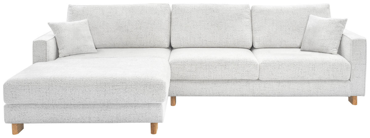 ECKSOFA Hellgrau Chenille  - Eichefarben/Hellgrau, KONVENTIONELL, Holz/Textil (186/318cm) - SetOne by Musterring