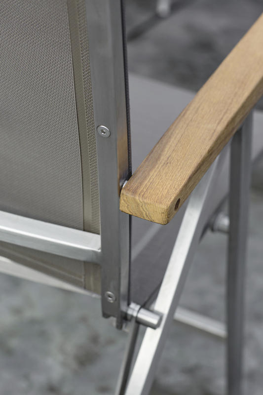 GARTENKLAPPSESSEL Edelstahl Silberfarben, Taupe  - Taupe/Edelstahlfarben, Design, Holz/Textil (60/112/73cm)