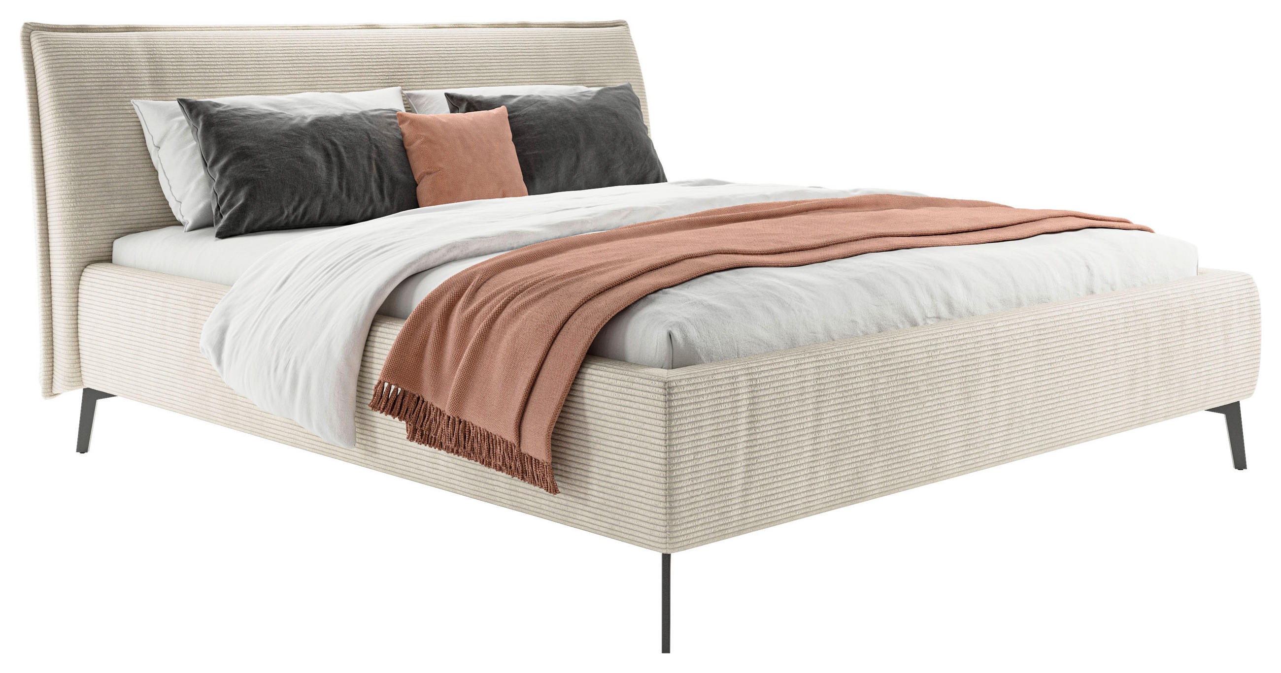 POLSTERBETT 180/200 cm  in Creme  - Creme/Schwarz, Design, Textil/Metall (180/200cm) - Lomoco