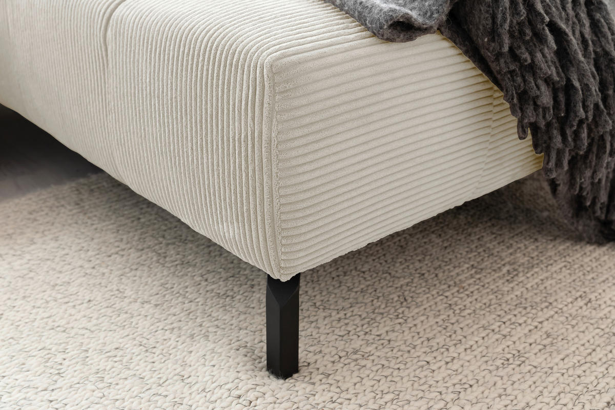 ECKSOFA inkl. Sitzvorzug Creme Cord  - Creme/Schwarz, Design, Textil/Metall (321/216cm) - Hom`in