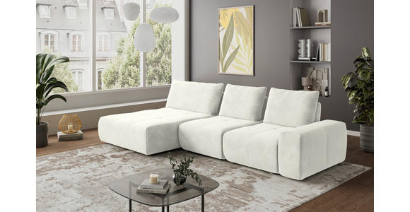ECKSOFA in Velours Creme 174/347 cm - Creme/Schwarz, Design, Kunststoff/Textil (174/347cm) - Xora