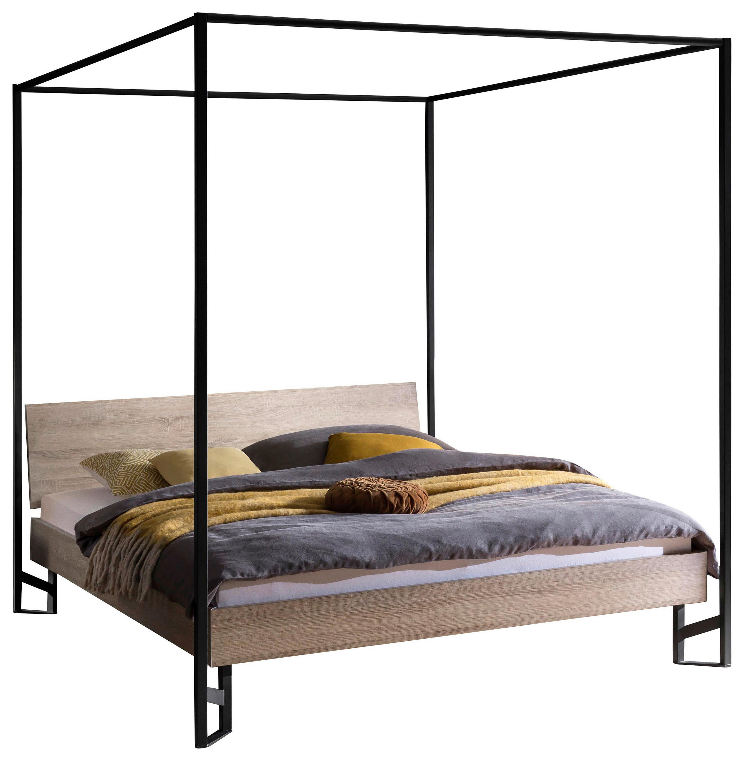 HIMMELBETT 140/200 cm  in Eichefarben  - Eichefarben/Anthrazit, Design, Holzwerkstoff/Metall (140/200cm) - Hasena