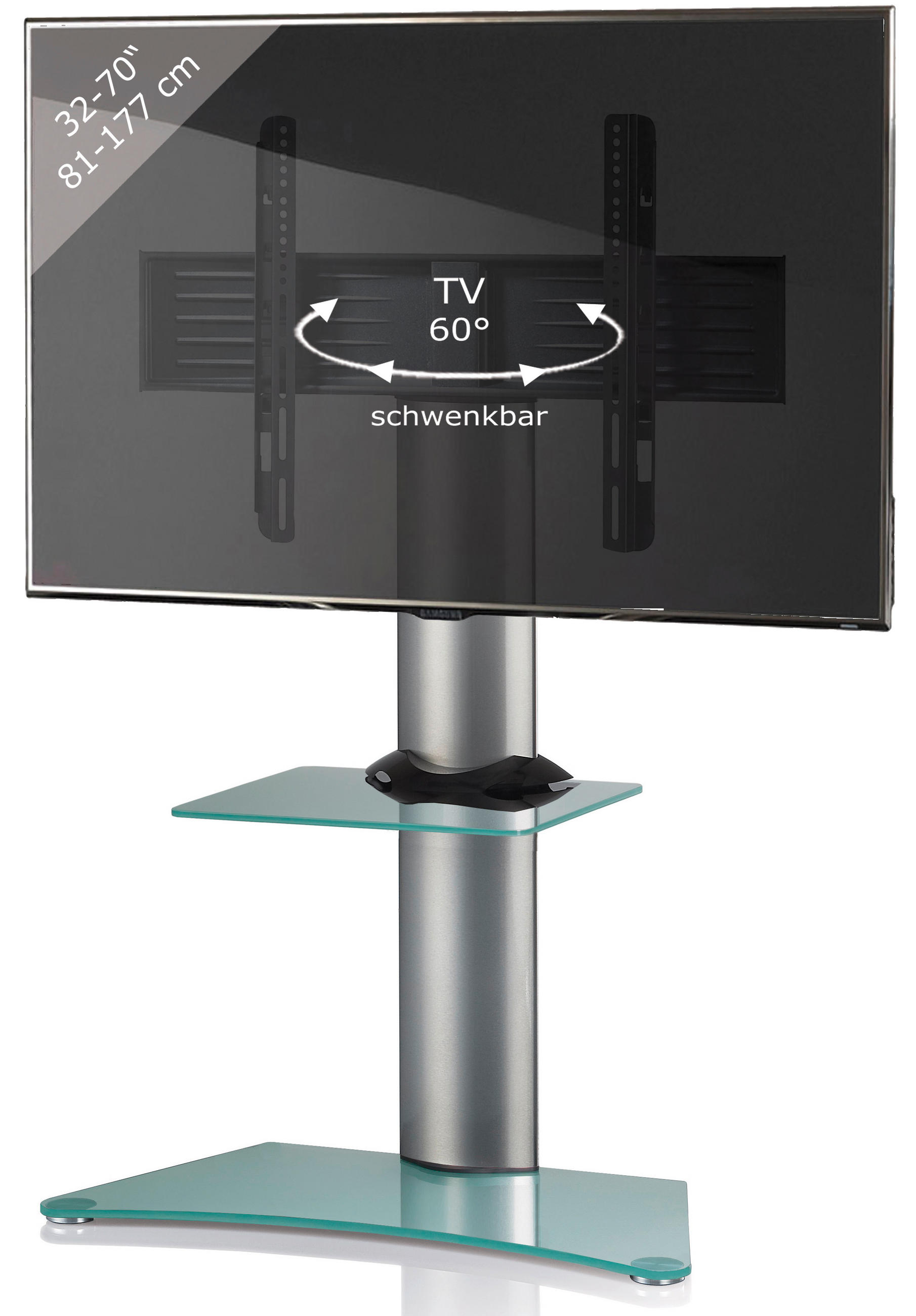 TV-RACK Metall, Glas Klar, Silberfarben  - Klar/Silberfarben, KONVENTIONELL, Glas/Metall (80/111/40cm) - MID.YOU