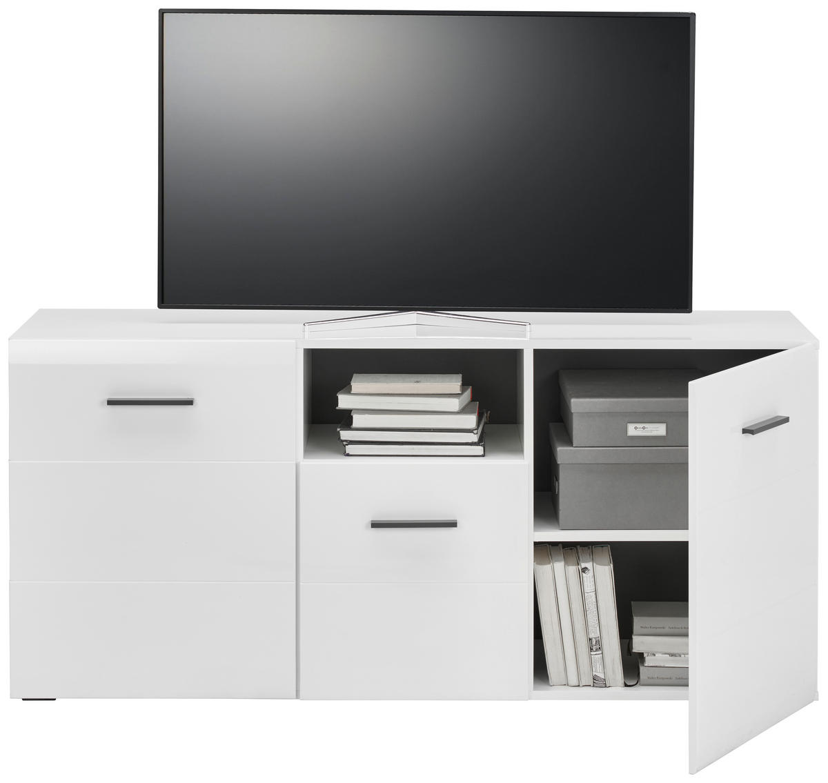 TV DIEL, biela, antracitová, 140/64/42 cm - biela/antracitová, Modern, kompozitné drevo/plast (140/64/42cm) - Hom`in