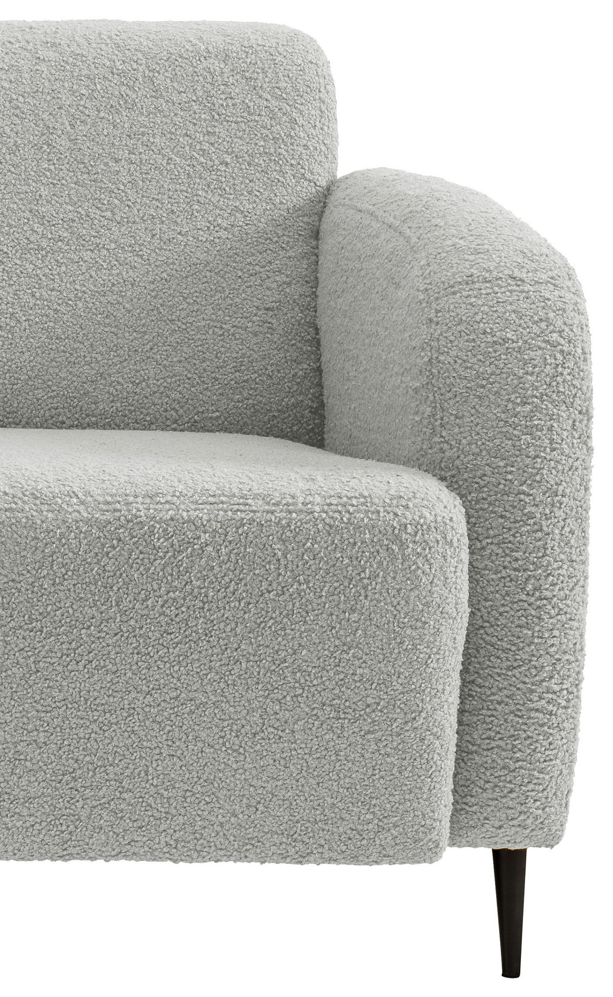 3-SITZER-SOFA Teddystoff Hellgrau  - Hellgrau/Schwarz, MODERN, Textil/Metall (180/76/90cm) - Livetastic