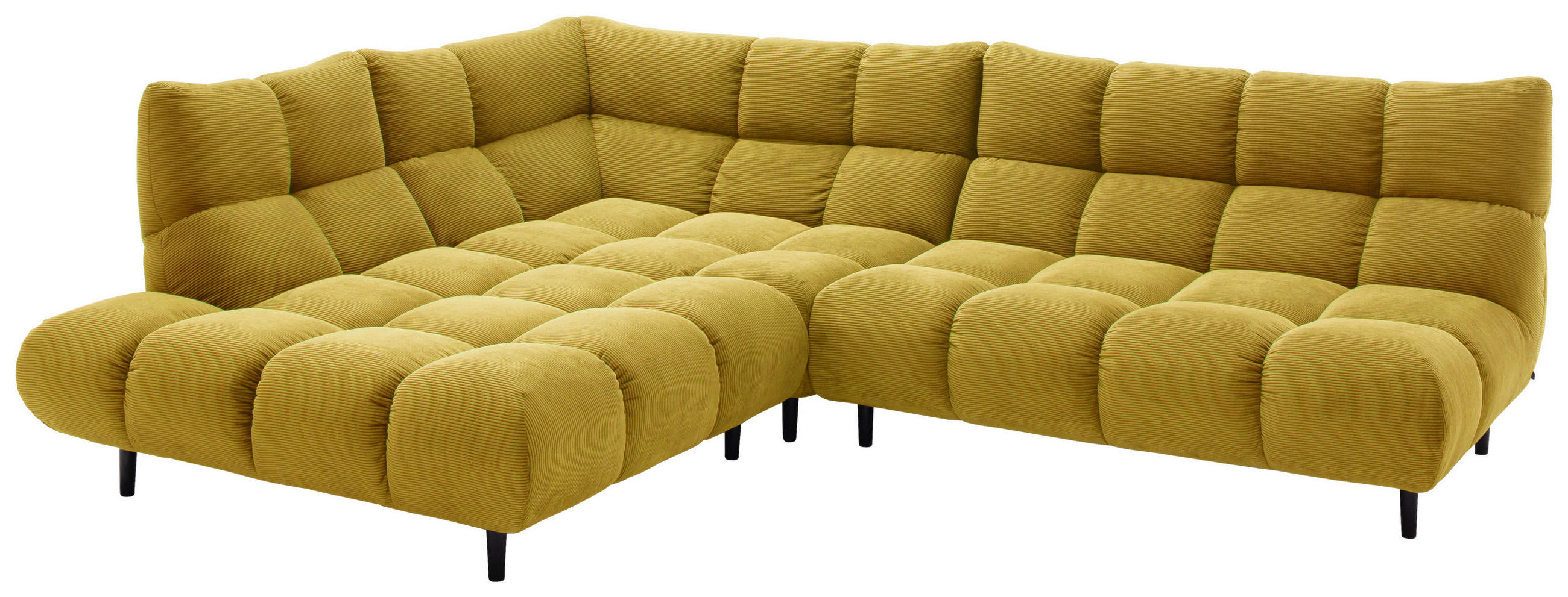 ECKSOFA Ottomane links, Eckteil  Goldfarben Feincord  - Goldfarben/Schwarz, Design, Holz/Textil (215/288cm) - Pure Home Lifestyle