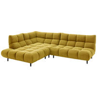 ECKSOFA Ottomane links, Eckteil  Goldfarben Feincord  - Goldfarben/Schwarz, Design, Holz/Textil (215/288cm) - Pure Home Lifestyle