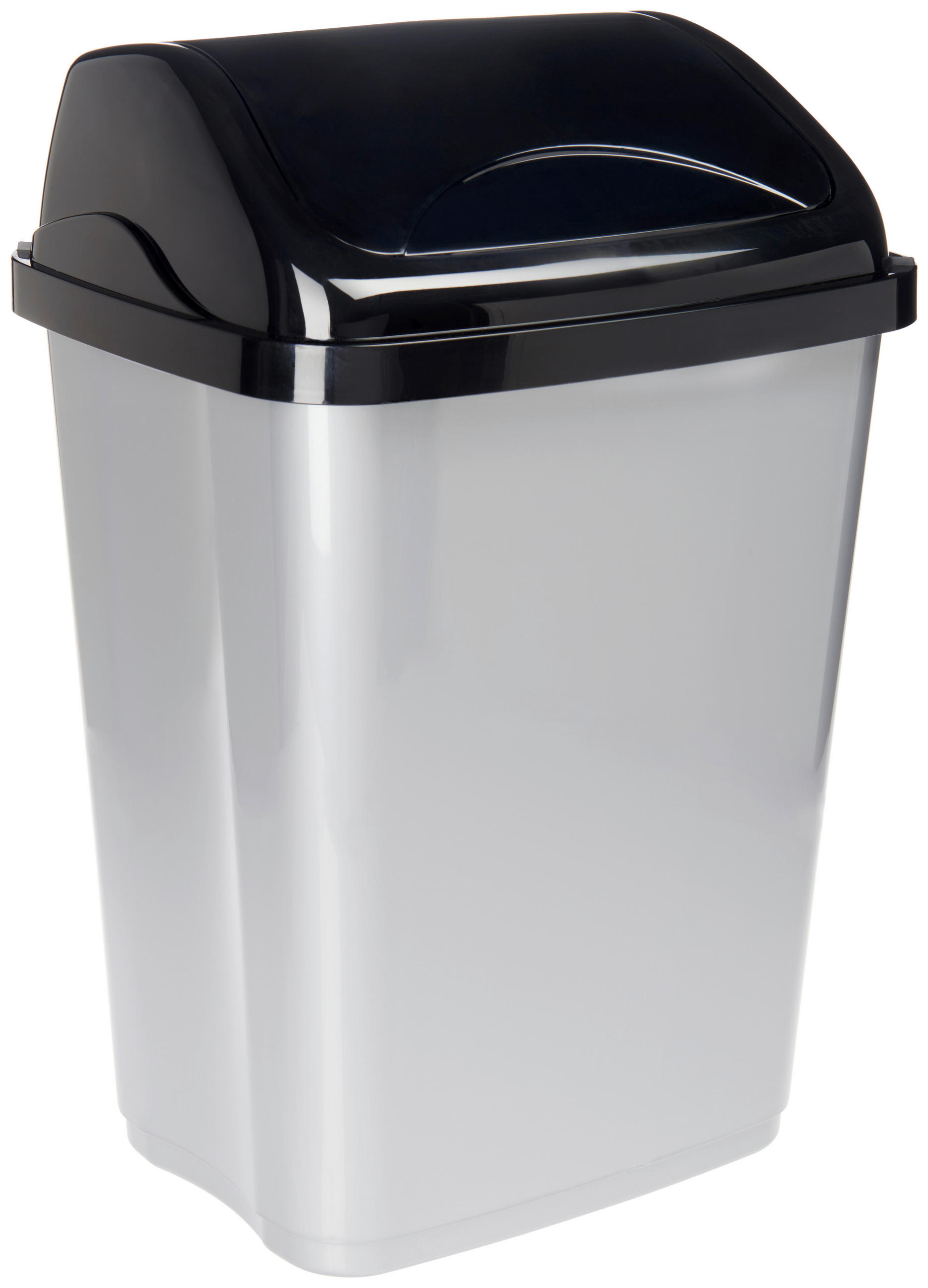 SCHWINGDECKELEIMER 26 l  Kunststoff  - Silberfarben/Schwarz, Basics, Kunststoff (26,3/33,5/50,5cm) - Homeware