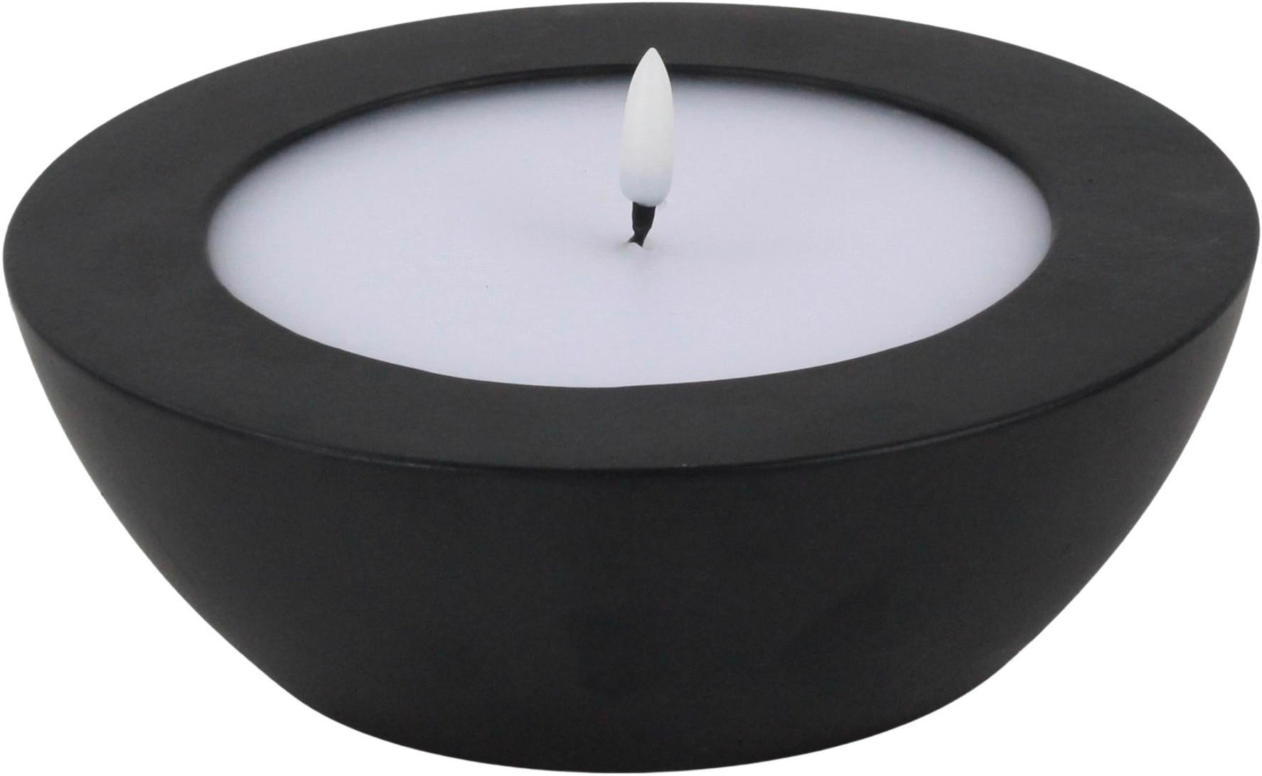 LED-WINDLICHT - Schwarz, LIFESTYLE, Naturmaterialien/Kunststoff (19/6.5cm)