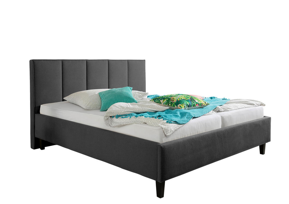 POLSTERBETT 160/200 cm,  in Anthrazit,  - Anthrazit/Schwarz, MODERN, Holz/Textil (160/200cm) - Livetastic