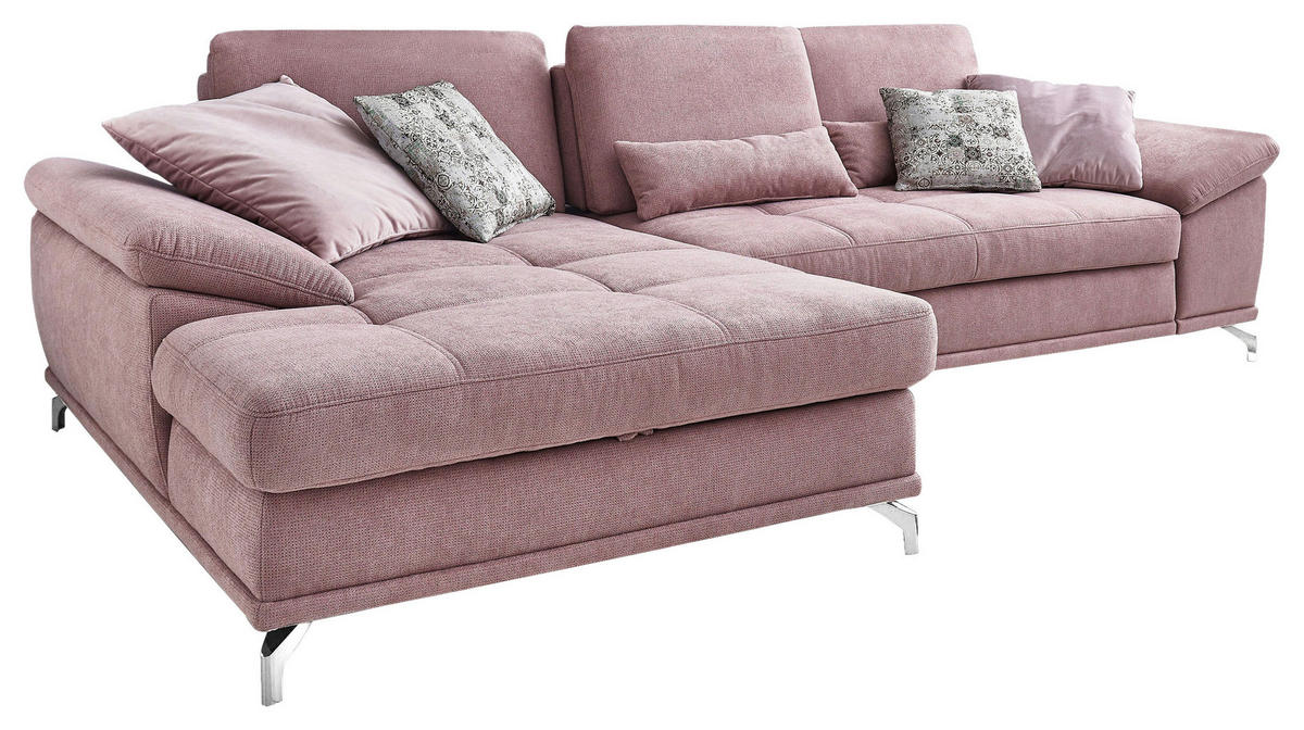 ECKSOFA  in Flachgewebe Flieder Sitztiefenverstellung  176/301 cm  - Silberfarben/Flieder, KONVENTIONELL, Textil/Metall (176/301cm) - Sit & More