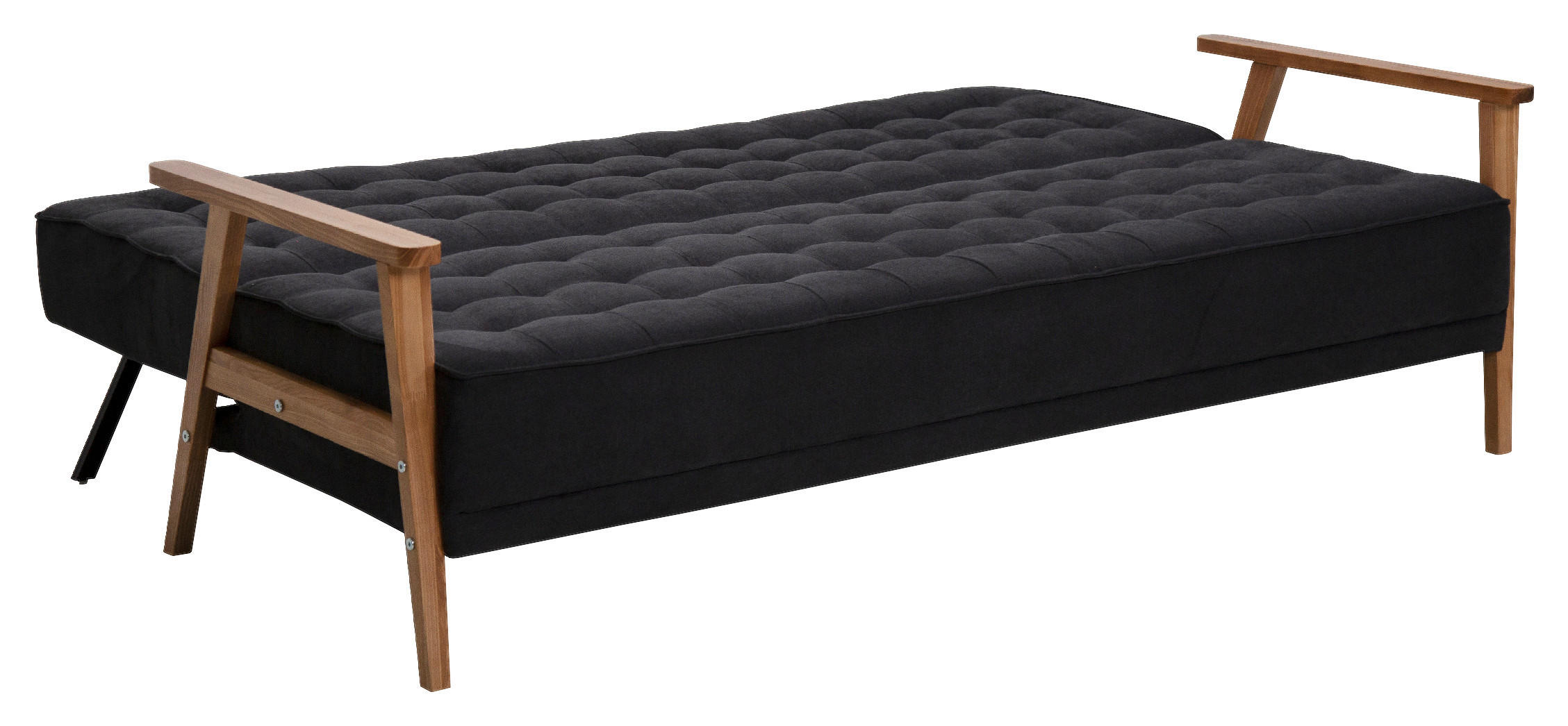 SCHLAFSOFA Mikrofaser Dunkelgrau  - Dunkelgrau/Eschefarben, Design, Holz/Textil (202/95/95cm) - P & B
