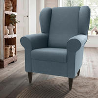 OHRENSESSEL Struktur Blau  - Wengefarben/Blau, Konventionell, Holz/Textil (80/102/86cm) - Livetastic