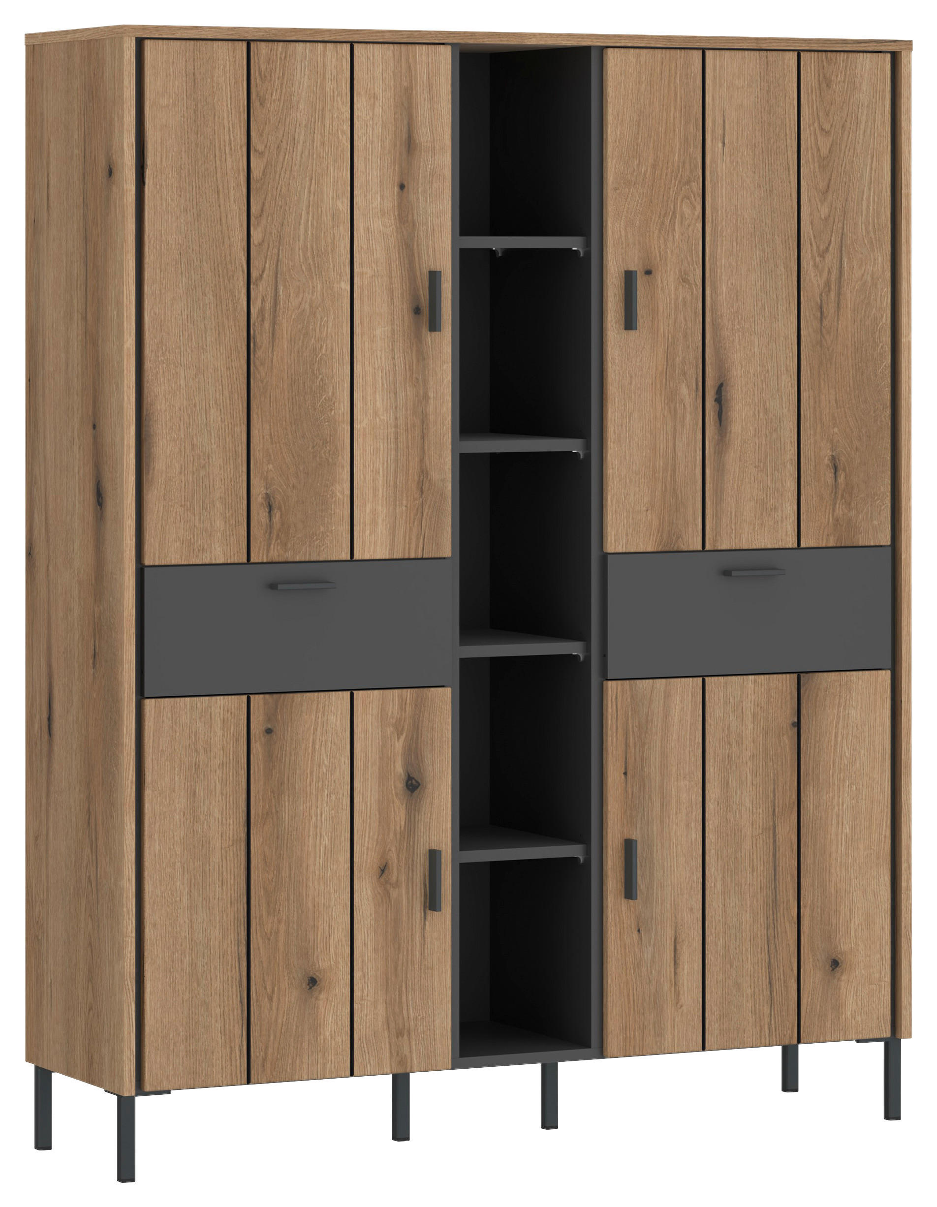 Highboard Shirley B: 119,2cm Eichefarben/Anthrazit