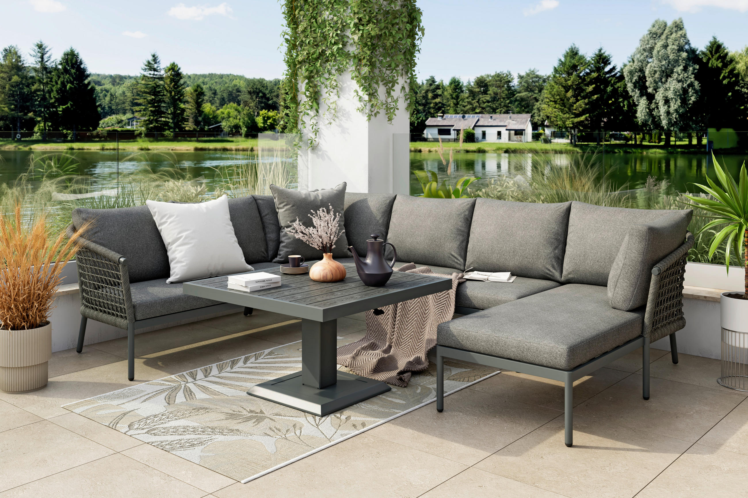 Ambia Garden TERASOVÁ SEDACIA SÚPRAVA 5-dielne, kov, plast, textil