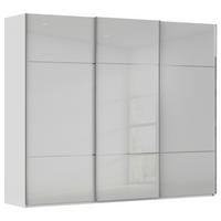 SCHWEBETÜRENSCHRANK 242/223/68 cm,  in Grau, Weiß, 3 Tür(en)  - Chromfarben/Weiß, KONVENTIONELL, Glas/Holzwerkstoff (242/223/68cm) - Novel