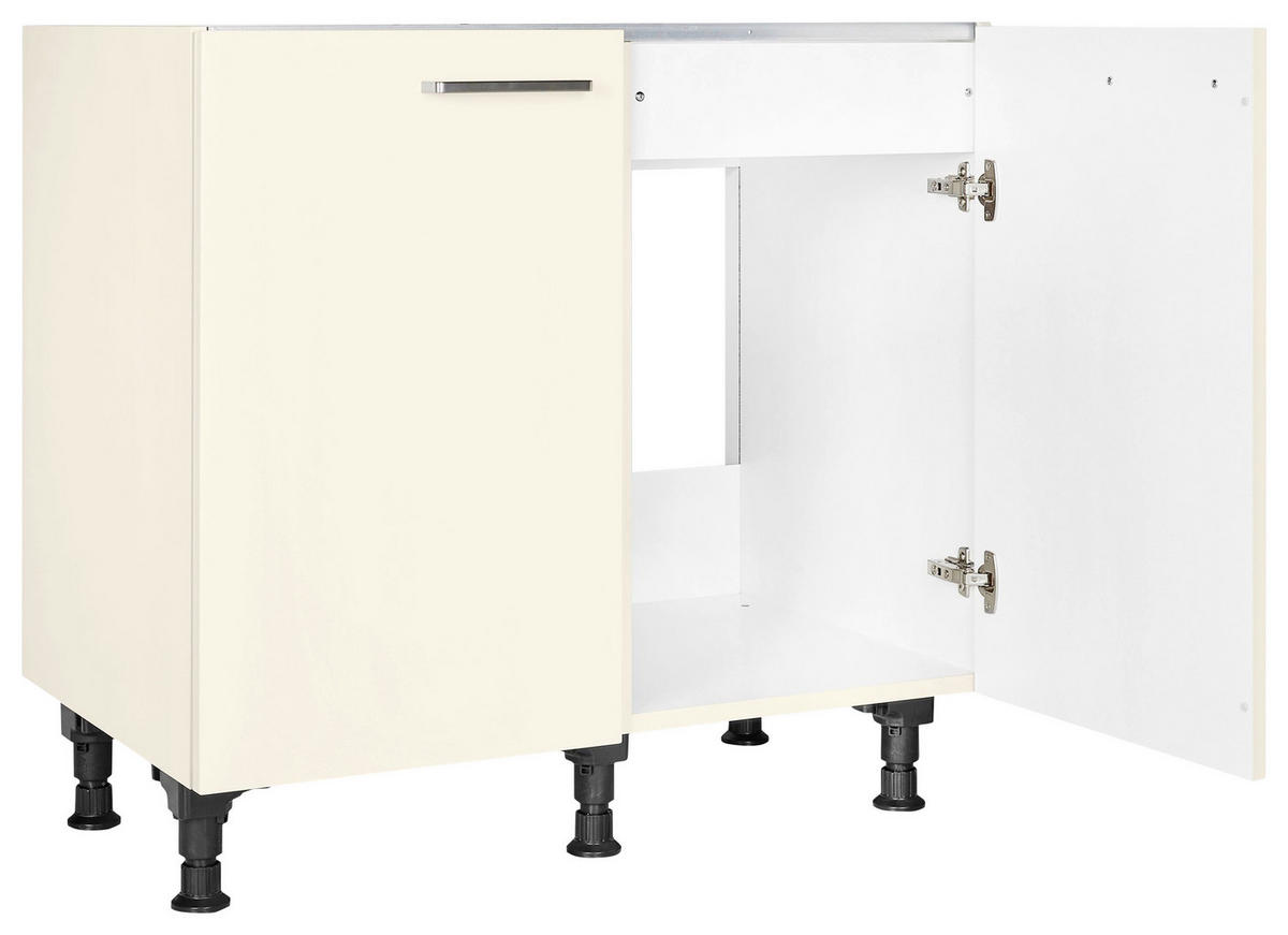 SPÜLENUNTERSCHRANK 90/87/56 cm  in Magnolie  - Edelstahlfarben/Magnolie, MODERN, Holzwerkstoff/Metall (90/87/56cm) - Nobilia