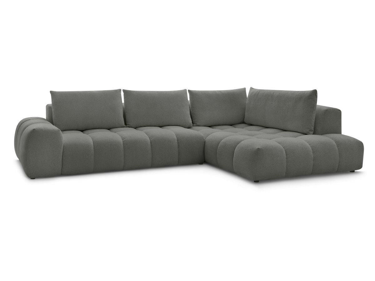 ECKSOFA Ottomane rechts  EVEREST Dunkelgrau Flachgewebe  - Dunkelgrau/Schwarz, MODERN, Kunststoff/Textil (352/210cm) - Livetastic