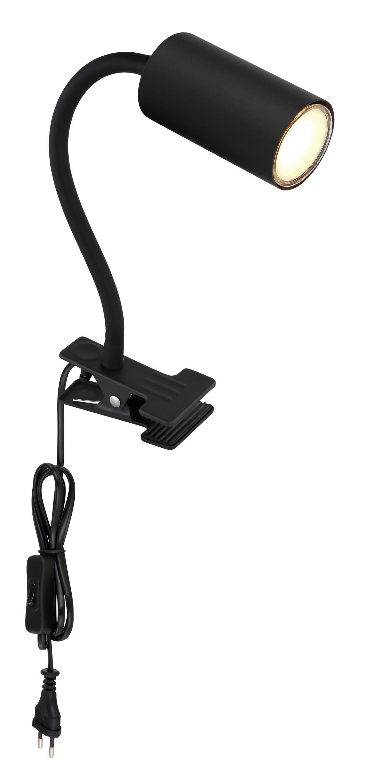 KLEMMLEUCHTE 10/5,5/41,5 cm   - Schwarz, Basics, Kunststoff/Metall (10/5,5/41,5cm) - Globo