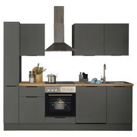KÜCHENBLOCK   in Graphitfarben  - Schwarz/Graphitfarben, Basics, Holzwerkstoff/Metall (250/211/60cm) - Xora