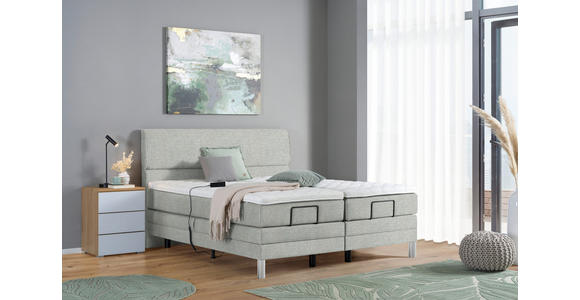 BOXSPRINGBETT 200/200 cm in Hellgrau - Chromfarben/Hellgrau, KONVENTIONELL, Kunststoff/Textil (200/200cm) - Voleo