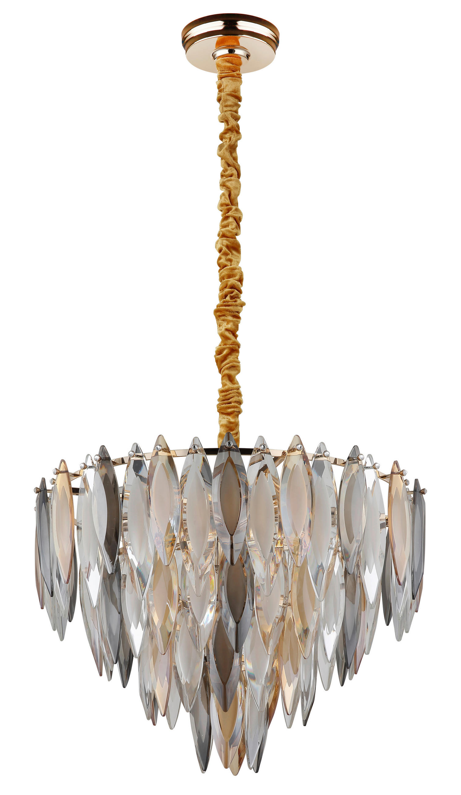KRISTALL-HÄNGELEUCHTE 59/112 cm   - Klar/Champagner, KONVENTIONELL, Glas/Textil (59/112cm)