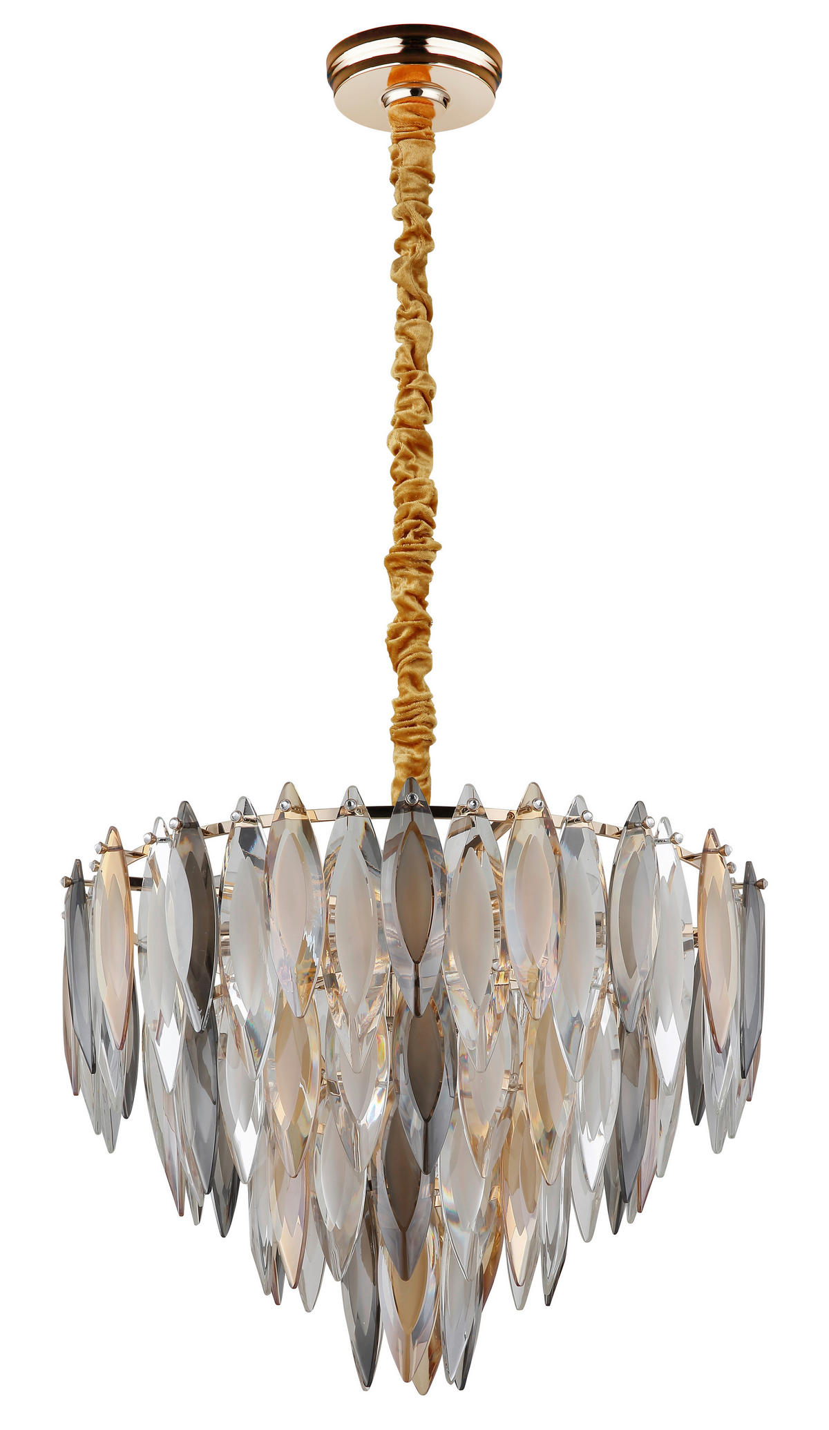 KRISTALL-HÄNGELEUCHTE 59/112 cm   - Klar/Champagner, KONVENTIONELL, Glas/Textil (59/112cm)