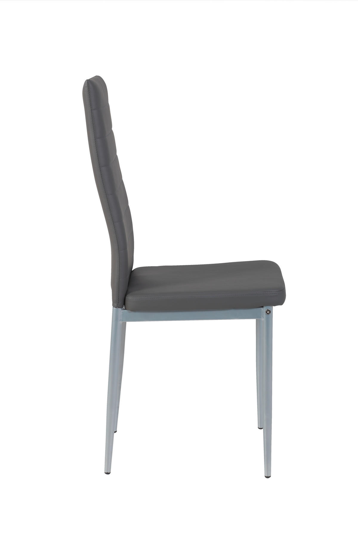 STUHL-SET 4 Stück Typenauswahl, abwischbar Lederlook  - Alufarben/Grau, MODERN, Textil/Metall (42/98/44cm) - MID.YOU