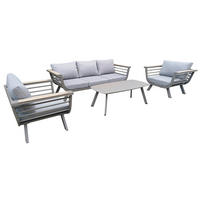 LOUNGEGARNITUR 4-teilig   145/62,5/220 cm Aluminium  - Taupe/Hellgrau, Basics, Kunststoff/Textil (145/62,5/220cm) - Gardenson