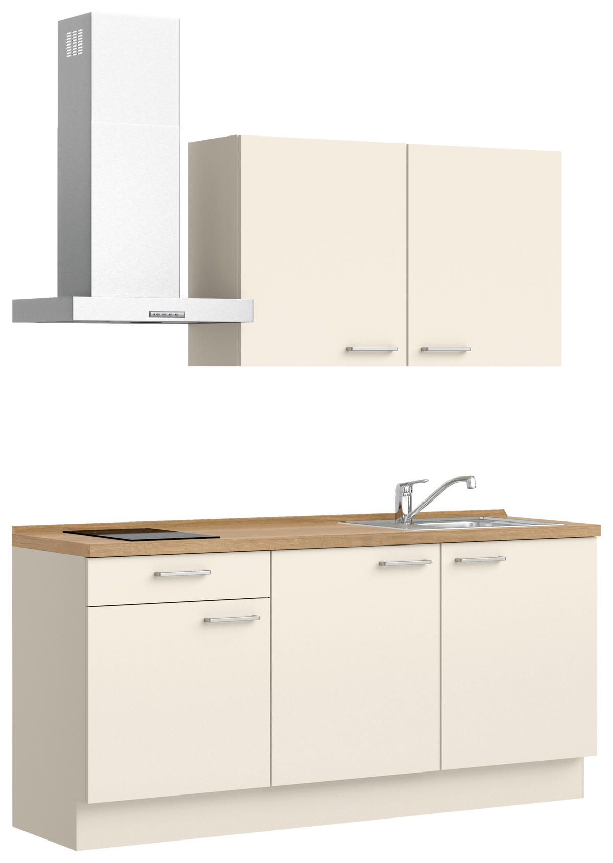 KÜCHENBLOCK Touch 180 cm  in Eichefarben, Magnolie  - Edelstahlfarben/Eichefarben, MODERN, Holzwerkstoff/Metall (180cm) - Nobilia