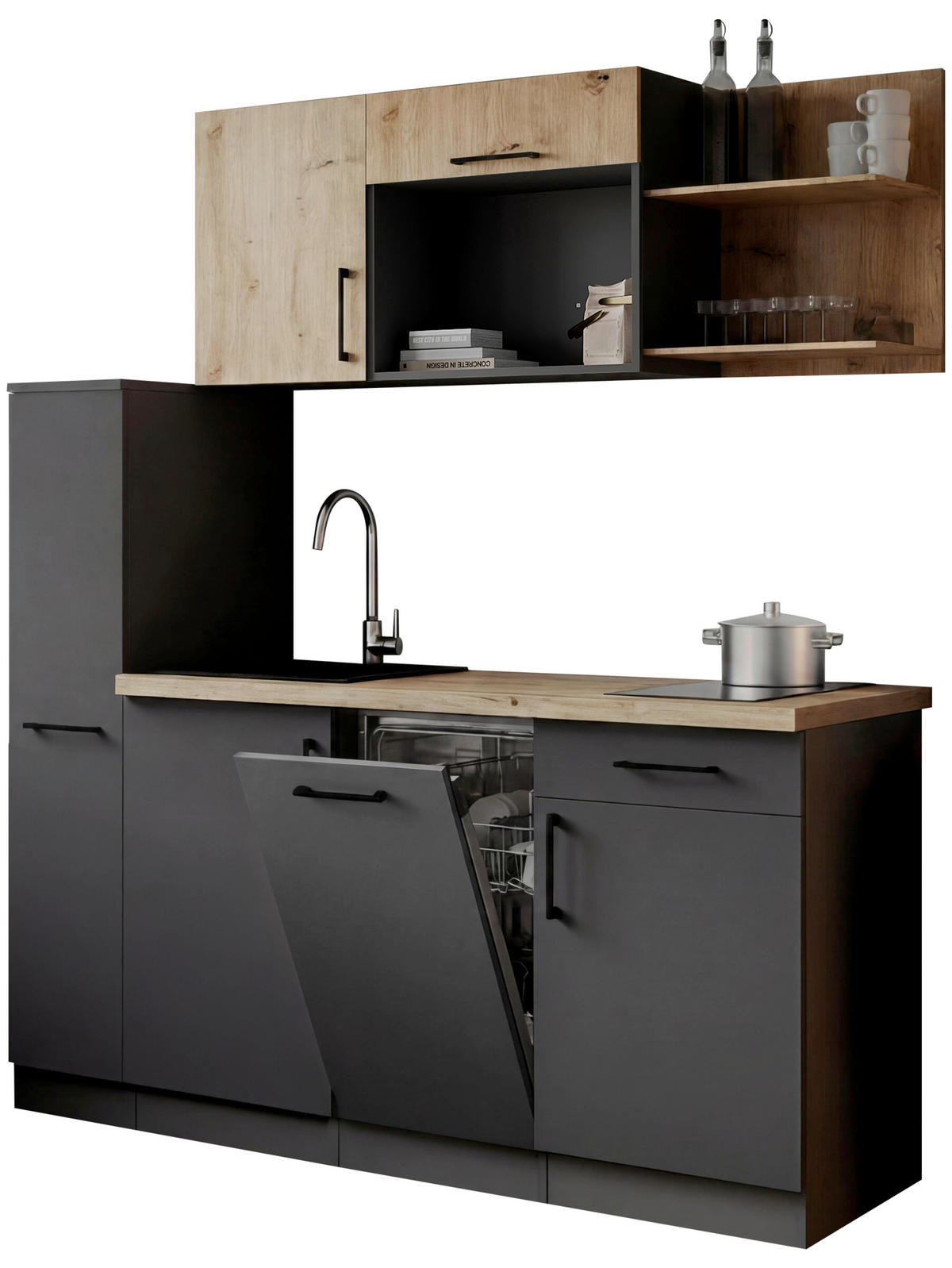 KUCHYŇSKÝ BLOK 175 cm - šedá/dub artisan, Trend, kov/kompozitní dřevo (175cm) - Respekta