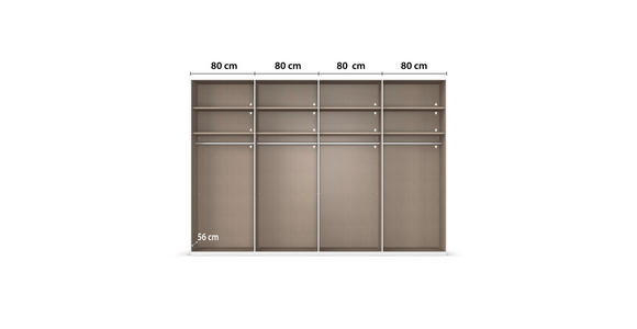 SCHWEBETÜRENSCHRANK 322/236/68 cm 4-türig Weiß, Weiß Hochglanz  - Weiß Hochglanz/Alufarben, Basics, Holzwerkstoff/Metall (322/236/68cm) - Novel